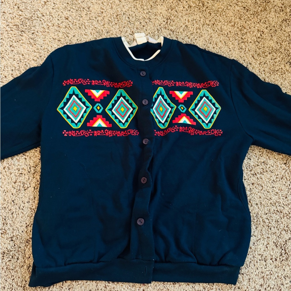 Vintage women’s M 90’s Blair button up Aztec sweat shirt